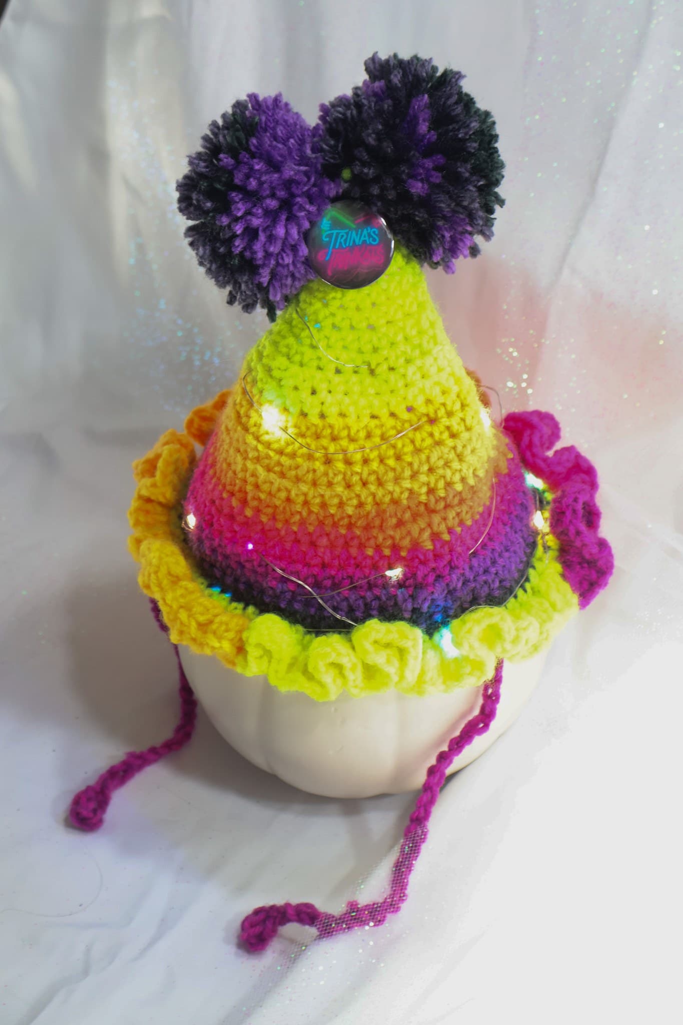 Neon Sherbet Clown Hat